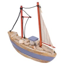 Wooden Sailboat Ornament Mediterranean Style Desktop Decoration for Fishing Boat