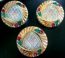 3 Czech Crystal Glass Buttons