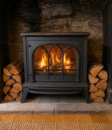Cast iron gas burning - cast, wood