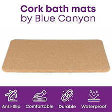 Natural Cork Rectangular Thick Bath Mat Anti Slip Bathroom Floor Mat 46 x 62 cm