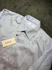 Eton Slim Shirt Mens 100% Textured Cotton Size 41 16 L 