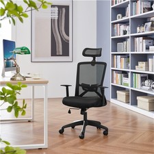 Office Swivel Chair Computer Desk Chair with Adjustable Headrest Black, Used