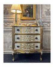 Vintage Italian Florentine Chest of Drawers In Gold And White c1950 - Delivery