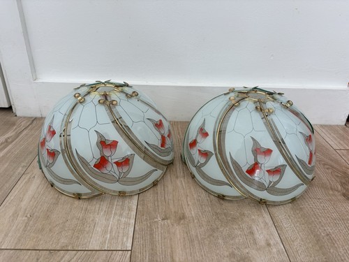Pair vintage floral glass - vintage,