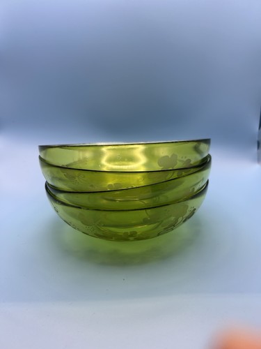 Vintage green glass bowls with - green,