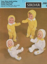 Pram Set For Baby Dolls 10" 12" 14" 16"  Inch  Knitting Pattern DK Sirdar 2069B