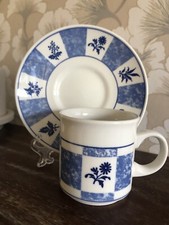 Vintage Churchill Expresso Cup And Saucer Blue & White Patteren