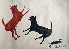 Bill Traylor Signed Vintage Painting Folk Art African American Outsider Ar