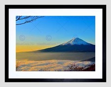 PHOTOGRAPH LANDSCAPE LANDMARK JAPAN MOUNT FUJI BLACK FRAMED ART PRINT B12X3715
