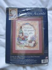 CREATIVE ACCENTS CROSS STITCH KIT EMBROIDERY CROSSSTITCH FRIENDSHIP WINE STAMPED