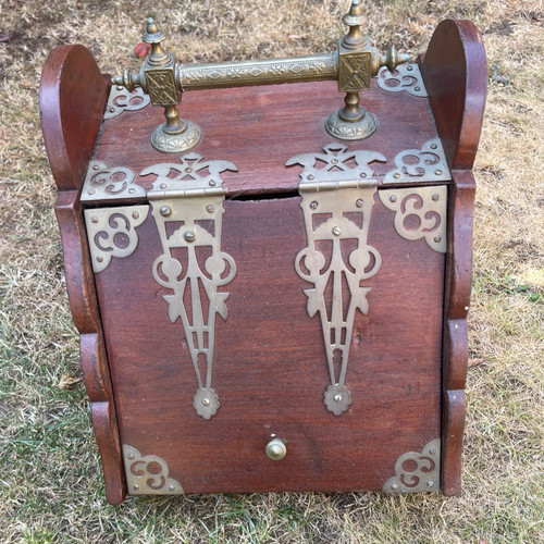 Vintage wooden coal scuttle - vintage,