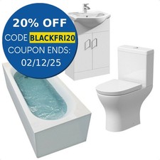 Bathroom Suite Bath 1700 Single Ended Straight Basin Sink Vanity Unit Toilet WC