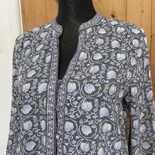 Anokhi for East 100% Indian Cotton Blouse Tunic Top UK 10/12 Floral Block Print