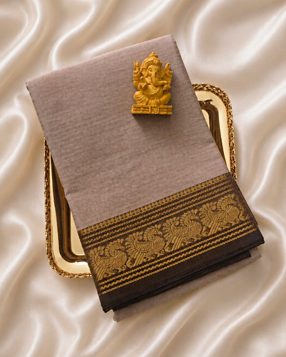 Brown chettinad cotton saree - cotton,