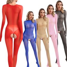 UK Sexy Women Open Crotch See Through Bodystockings Full Body Pantyhose Jumpsuit