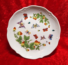 VINTAGE LENWILE ARDALT BUTTERFLY & STRAWBERRY PORCELAIN PEDESTAL CAKE STAND