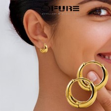 Small Huggie 18K Gold Filled Tapered Hoop Earrings 14MM For Women Fashion Gift 