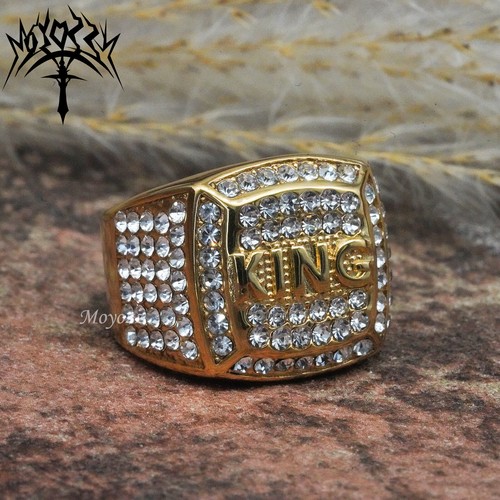 Men king iced gold plated - gold,