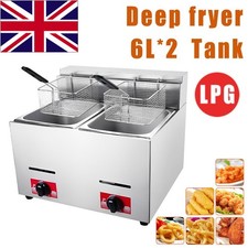 2X 6L Commercial LPG Gas Fryer Stainless Steel Catering Frying Tool Double Tank