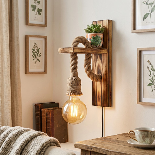 Handcrafted wooden wall - wooden, sconce