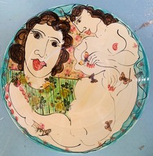 Karen Atherley Ceramics - Extra large dish with female figure and face
