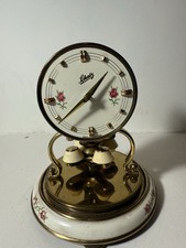 Vintage Schatz Anniversary 400-Day Clock Germany w/ Glass Dome Floral Dial