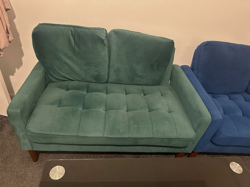 Green velvet seater loveseat - velvet,