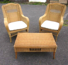 Matching Set of Conservatory Garden Cane/Wicker Chairs & Table