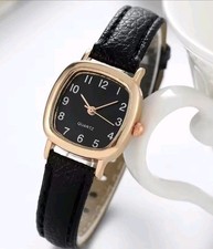 Ladies Watch black Face square classic simple design 