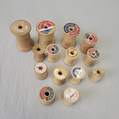 Vintage wooden spools - wooden, 14