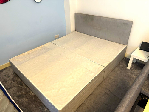 Grey upholstered double bed - upholstered,