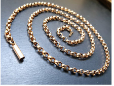 Antique 9ct GOLD ROLO BELCHER Chain Necklace with Barrel Clasp - 20" - 6.8g