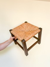 Small Vintage Woven Rush Seat Stool