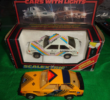 SCALEXTRIC C389 FORD ESCORT XR3i ILFORD PHOTOS #100 & C394 FERODO #5 RACE PAIR