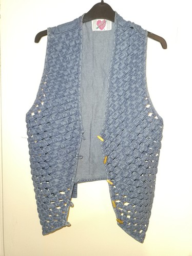 Vintage keren hart denim - denim, vest