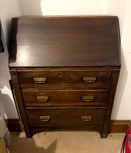 Antique oak bureau - antique,