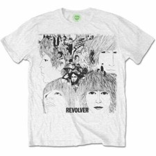 Official The Beatles T Shirt White Revolver Album Cover Mens Lennon McCartney