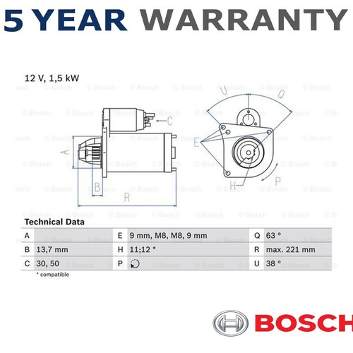 Bosch starter motor fits - starter,
