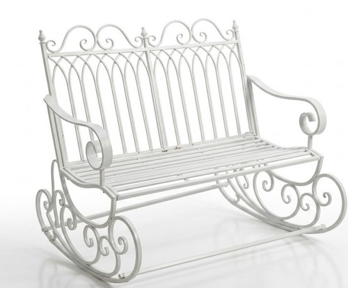 Cream garden rocking bench - garden,