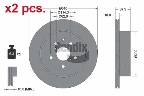 Pcs rear brake - pcs, rotos