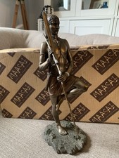 Maasai Figurine 'Watching Warrior Angolia' 18143 Patina Finish with Box