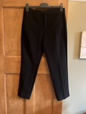 Zara Black Trousers Size Medium Velvet Trim Dress Pants Pockets