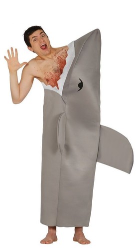 Grey shark costume mens adults - grey,