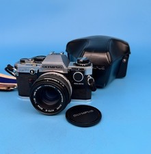 Vintage Olympus OM10 35mm SLR Film Camera with 50mm F/1.8 Lens & Manual Adapter