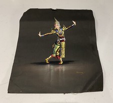 Vintage Traditional Thai Dancer Painting Signed CHANA