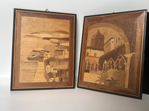 Wood inlay wall art - wall,