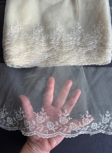 Vintage embroidered tulle - tulle, mesh