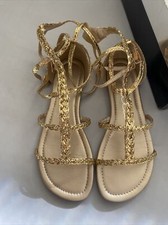 Women’s Gladiator Sandals Gold Egyptian Goddess Shoes New Size 6
