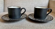 Habitat Scraffito Coffee Espresso Cups & Saucers X 2 from  Japan