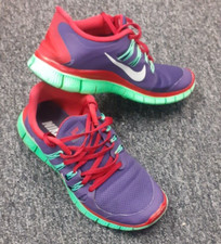 NIKE Womens Free Flash 5.0 Trainers Size UK 6 Red/Purple/Green Running Shoes